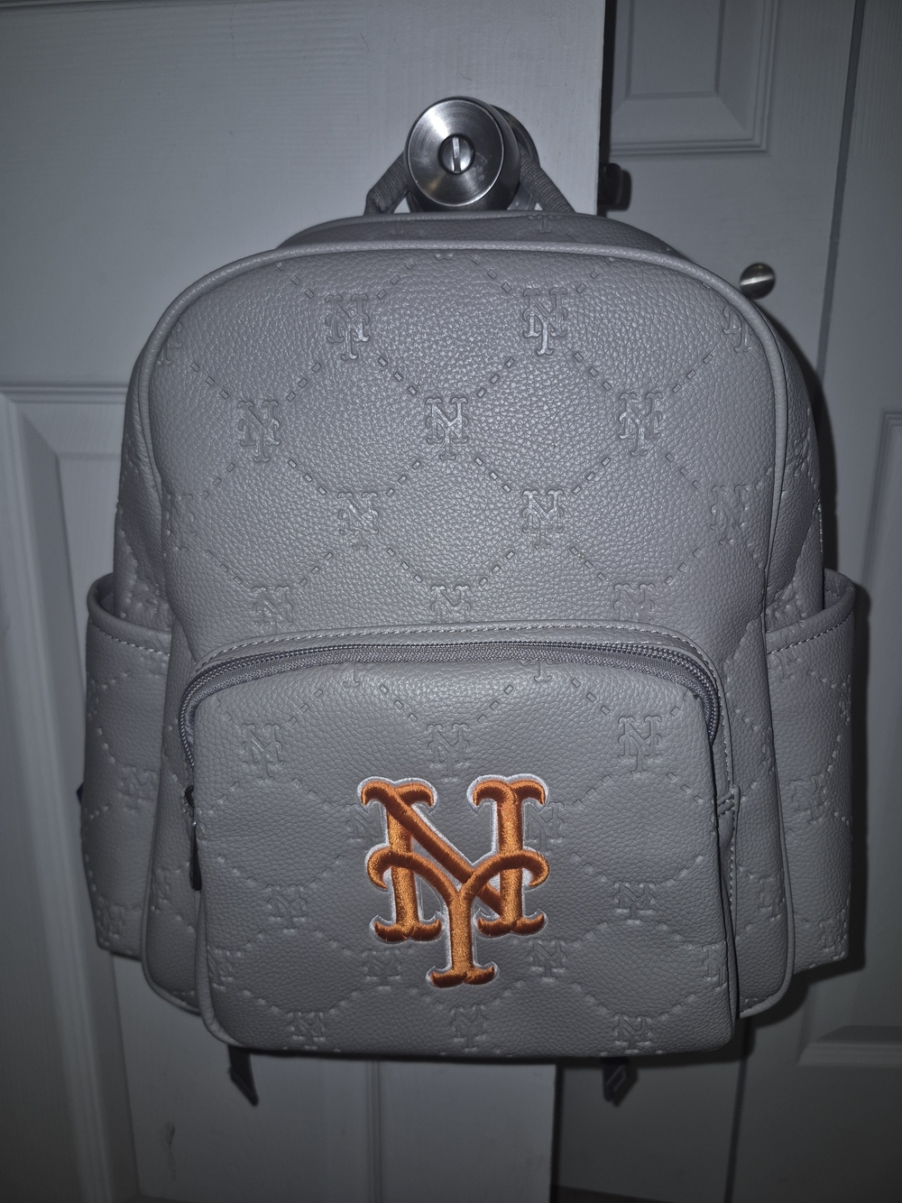 NWOT Gray MEDIUM Backpack with Orange Embroidered Logo Accent NY Mets